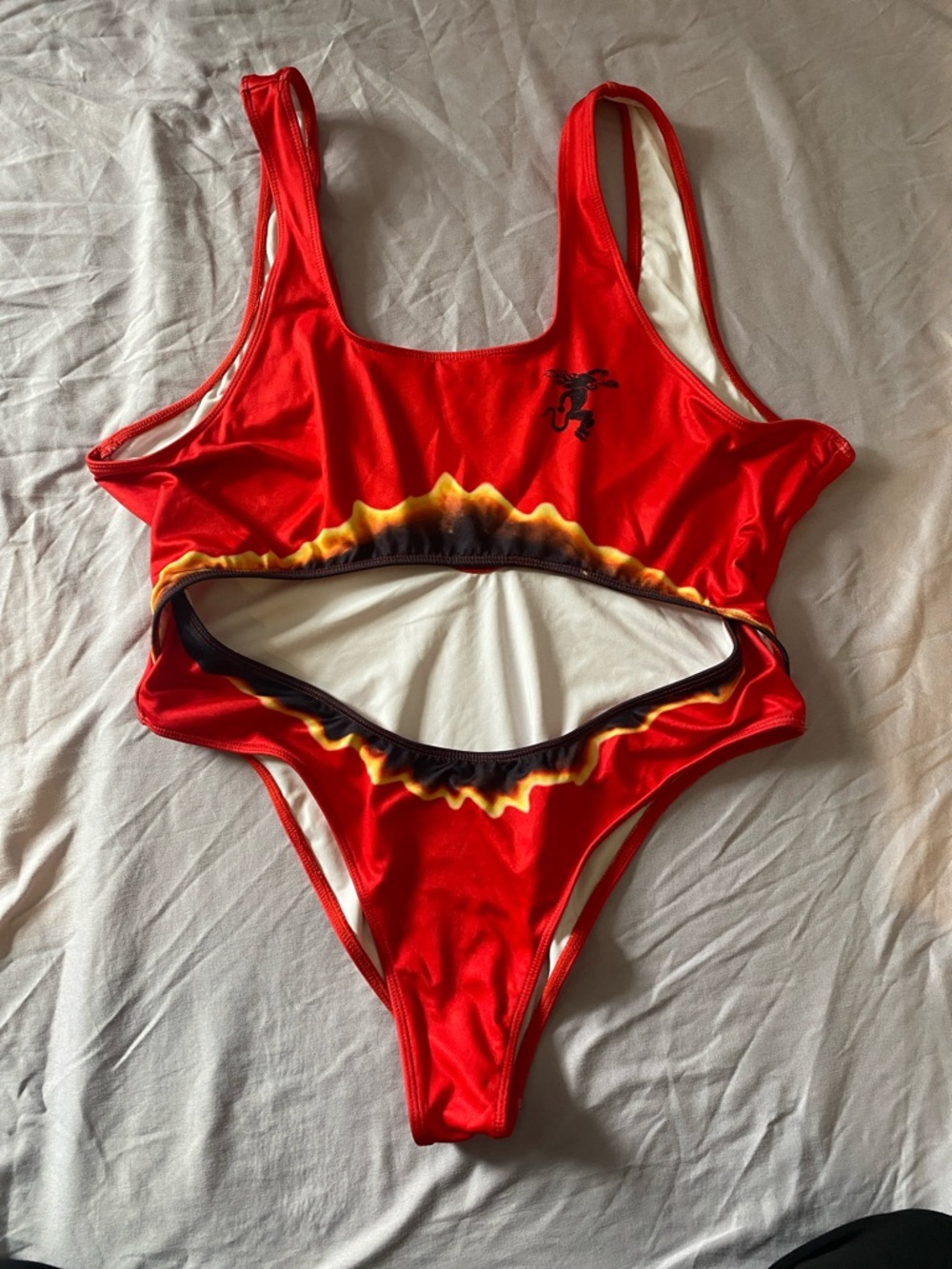 Red Flame Fireball Cutout One-Piece Swimsuit